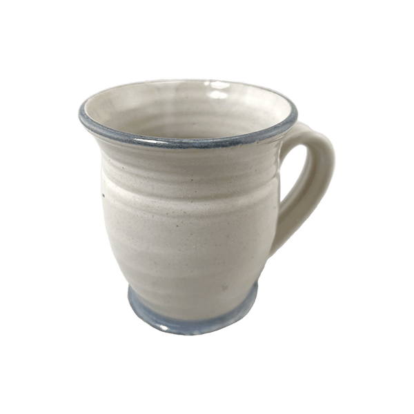 Coffee or Tea Mug Cup Stoneware Pottery, Pearl/Cobalt Decor, 12 oz (354 mL)
