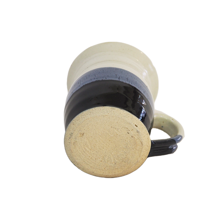 Coffee or Tea Mug Cup Stoneware Pottery, Pearl/Aquamarine Overlay/Onyx, 12 oz (354 mL)