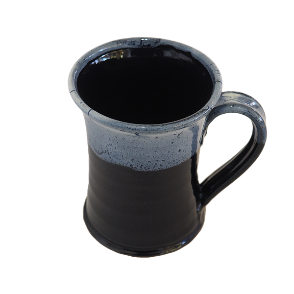Beer Stein Tankard Mug Stoneware Pottery, Aquamarine Overlay/Onyx, 14 oz (414 mL)
