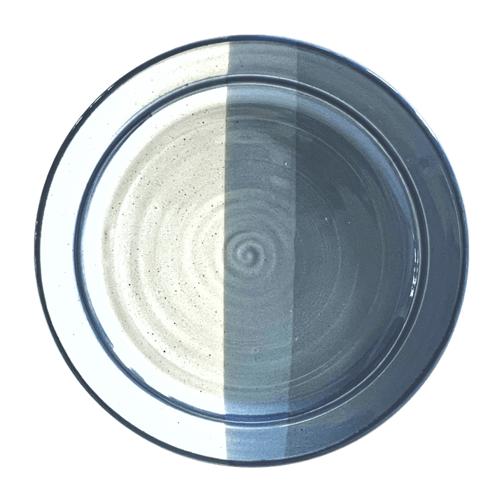 Dinner Plate Stoneware Pottery, Pearl/Aquamarine