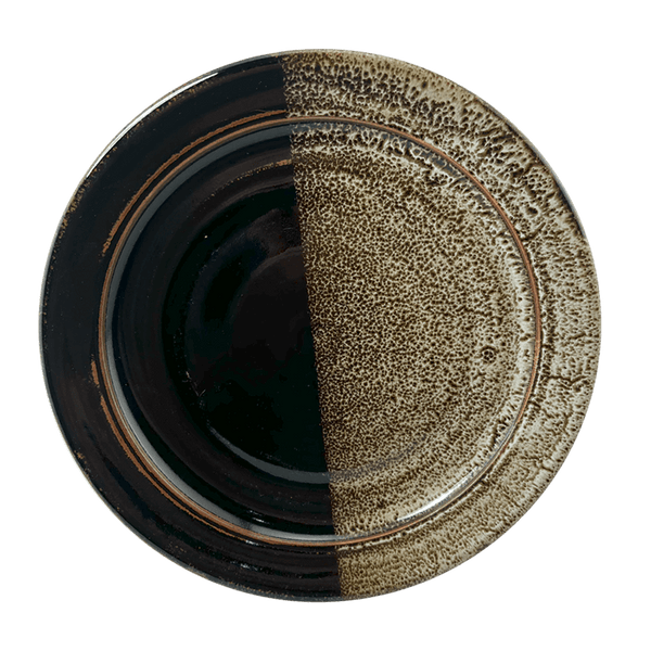 Dinner Plate Stoneware Pottery, Pearl Overlay/Onyx