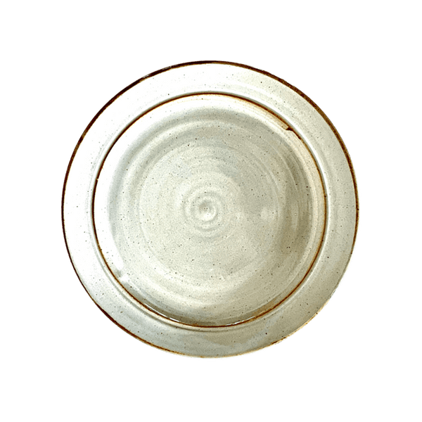 Luncheon or Dessert Plate Stoneware Pottery, Pearl/Iron Decor