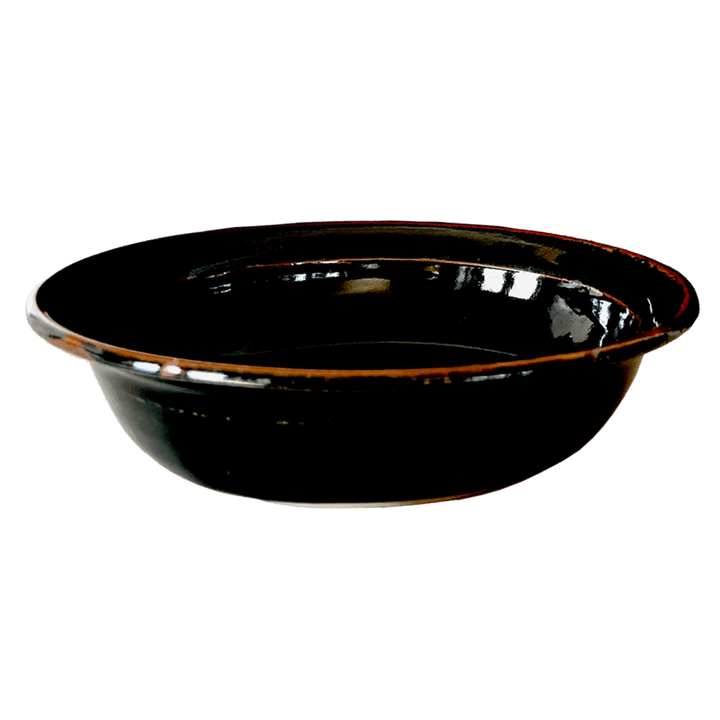 Rimmed Soup or Salad Bowl Stoneware Pottery, Onyx