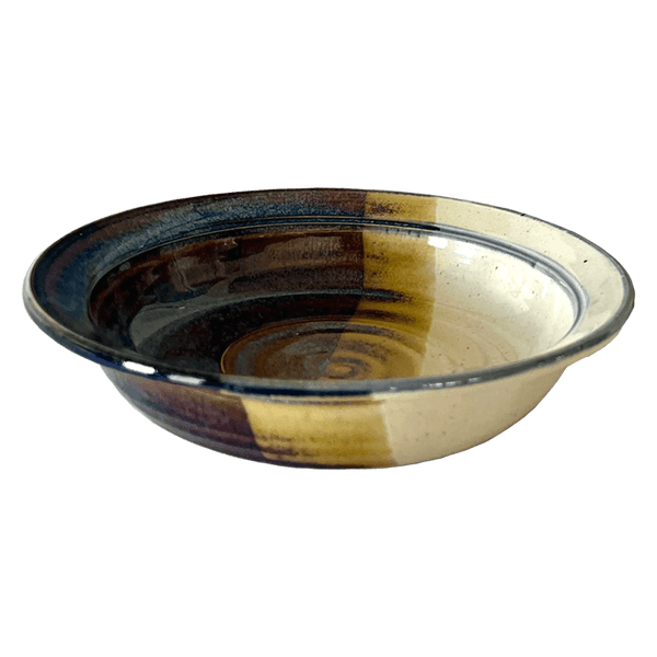 Rimmed Soup or Salad Bowl Stoneware Pottery, Pearl/Opal